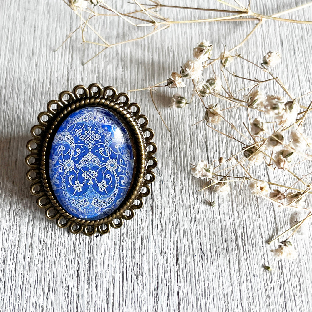 25 mm Oval Ring - Persian Blue