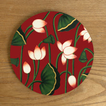 Load image into Gallery viewer, Trivet, round - Pichwai Lotus - Red
