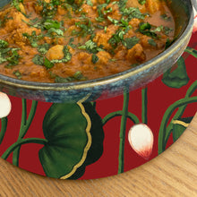 Load image into Gallery viewer, Trivet, round - Pichwai Lotus - Red
