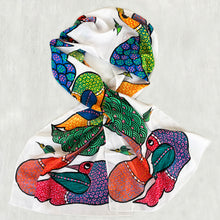 Load image into Gallery viewer, Scarf Crepe - Gond Bird
