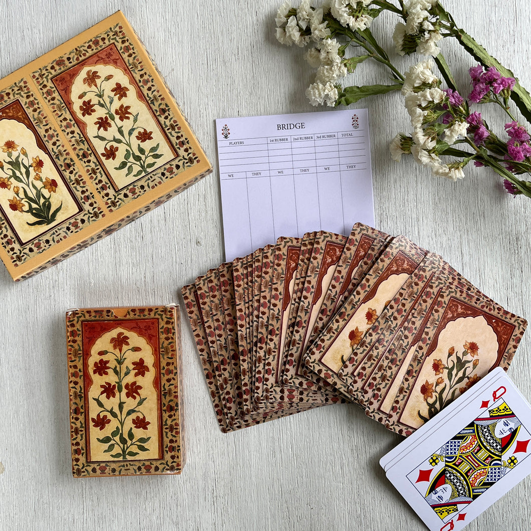 Bridge Set Amer Fort Murals - Set of 2 playing cards and scoring sheet