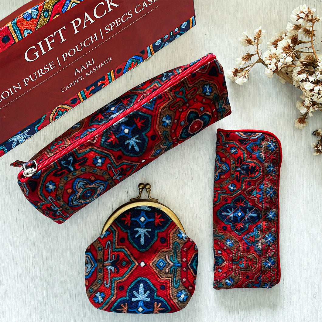 Gift Pack  -  Coin Purse, Pouch and Specs case - Aari Carpet