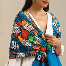 Load image into Gallery viewer, Scarf Crepe - Kalighat Pat - Fish
