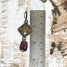 Load image into Gallery viewer, Hanging Earrings with Bead - Gold Leaf, Painted Medallion Kashmir

