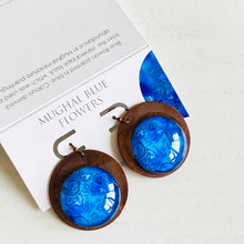 Load image into Gallery viewer, Round Copper Earrings with Glass - Mughal Flowers

