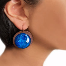 Load image into Gallery viewer, Round Copper Earrings with Glass - Mughal Flowers
