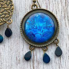 Load image into Gallery viewer, 30 mm Dangler with hand painted - Mughal Blue Flowers
