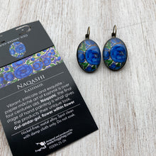 Load image into Gallery viewer, 25 mm Oval Lever Back - Gul-Andar-Gul-Naqashi - Kashmir Blue Flowers
