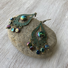 Load image into Gallery viewer, Peacock Earrings with Glass Beads - Peacock
