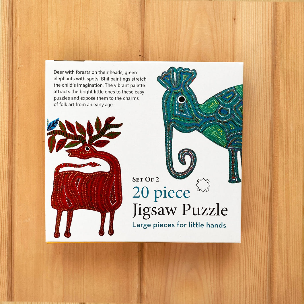 Jigsaw Puzzle 20 Pieces  - Bhil Elephant and Deer