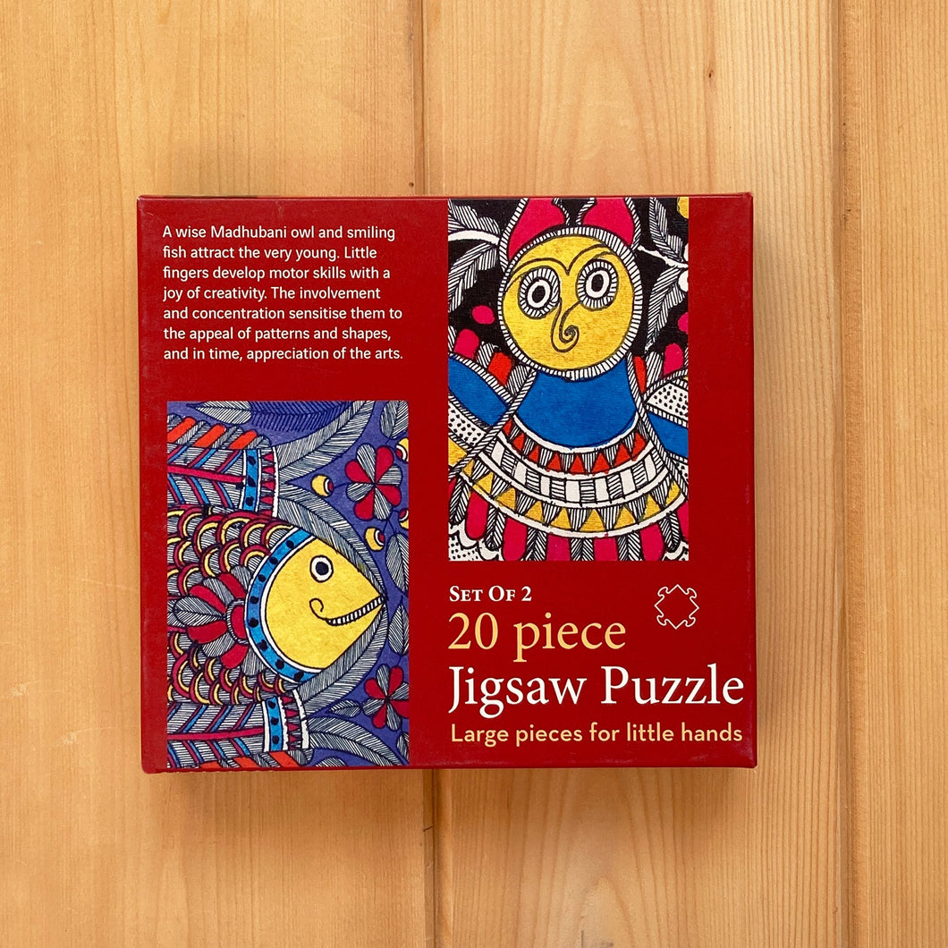 Jigsaw Puzzle 20 Pieces  - Madhubani Owl and Fish