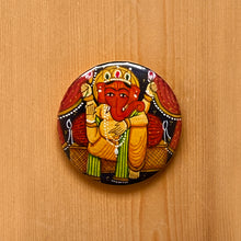 Load image into Gallery viewer, Fridge Magnet Round - Ganesha Red
