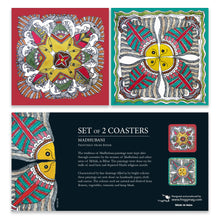 Load image into Gallery viewer, Coasters set of 2 - Madhubani Fish
