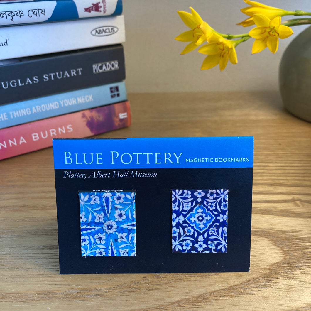 Magnetic Bookmarks set of 2 - Blue Pottery