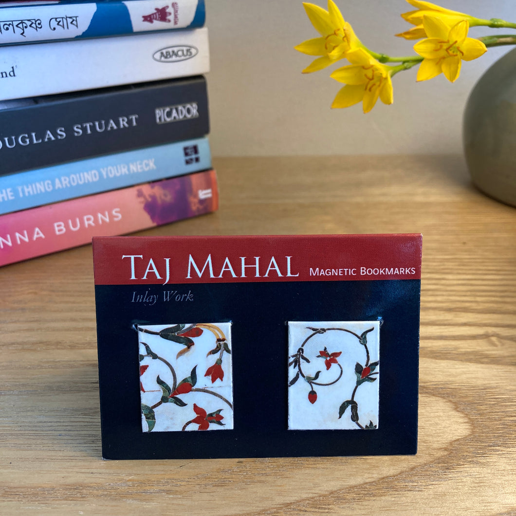 Magnetic Bookmarks set of 2 - Taj Mahal Inlay Work - Red