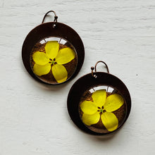Load image into Gallery viewer, Round Copper Earrings with Glass - Laburnum
