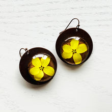 Load image into Gallery viewer, Round Copper Earrings with Glass - Laburnum
