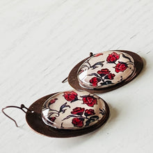 Load image into Gallery viewer, Round Copper Earrings with Glass - Poppy
