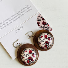 Load image into Gallery viewer, Round Copper Earrings with Glass - Poppy
